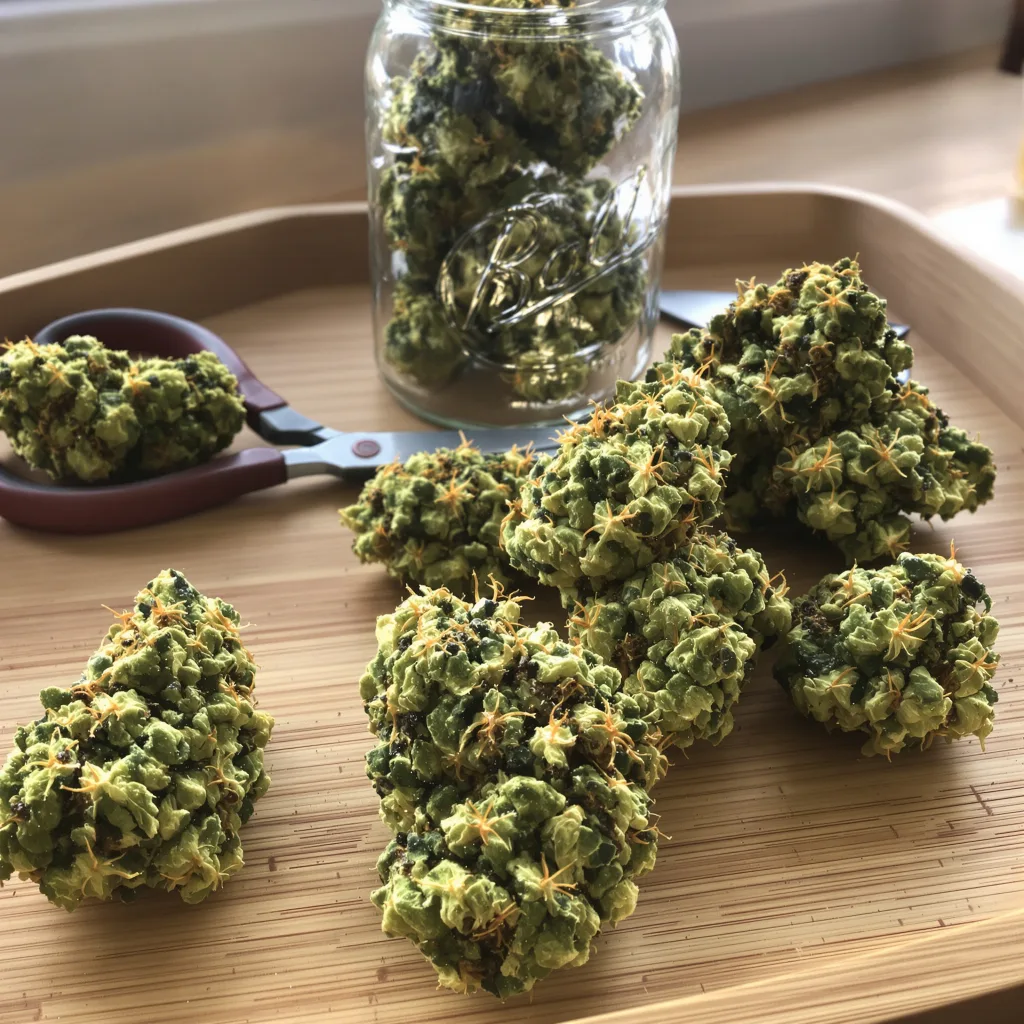 Ambrosia 16% indica / 84% sativa — fleur avec trichomes visibles