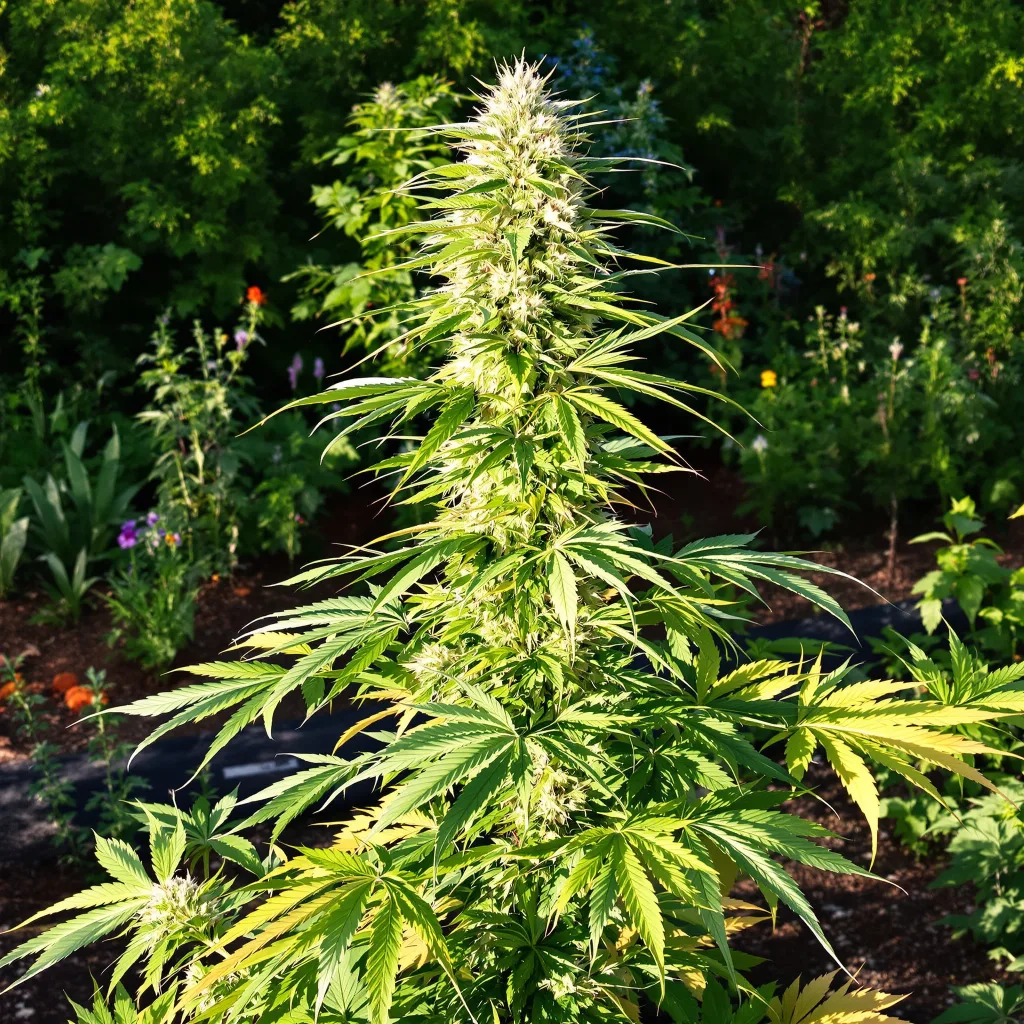 American Haze 16% indica / 84% sativa — fleur avec trichomes visibles