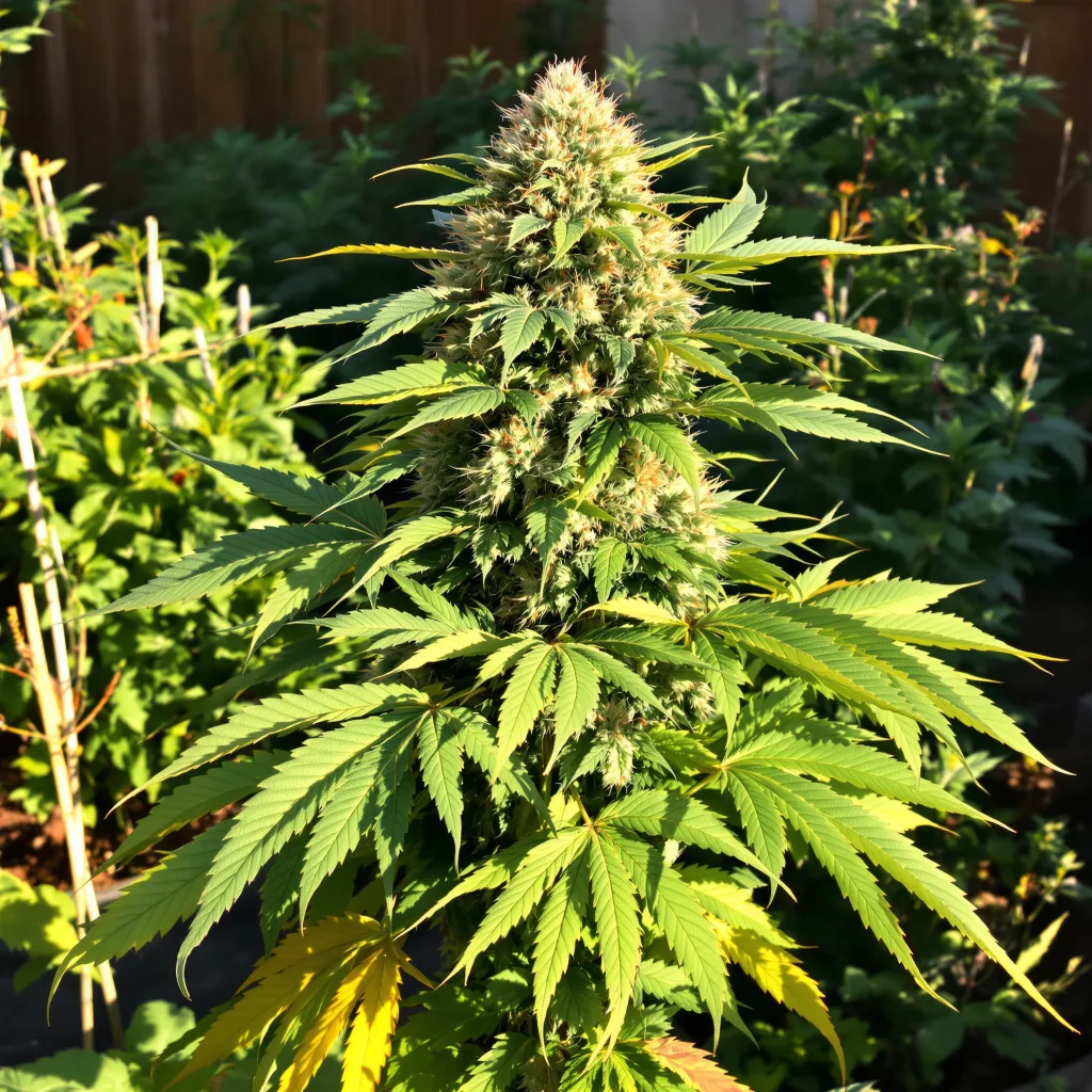 American Kush 76% indica / 24% sativa — fleur avec trichomes visibles