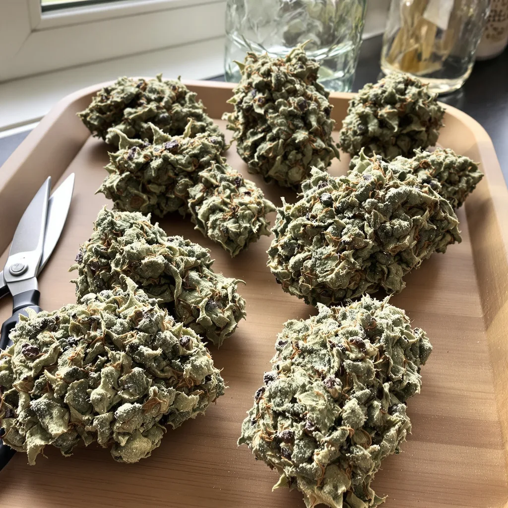 American Strain Mixpack 35% indica / 65% sativa — fleur avec trichomes visibles