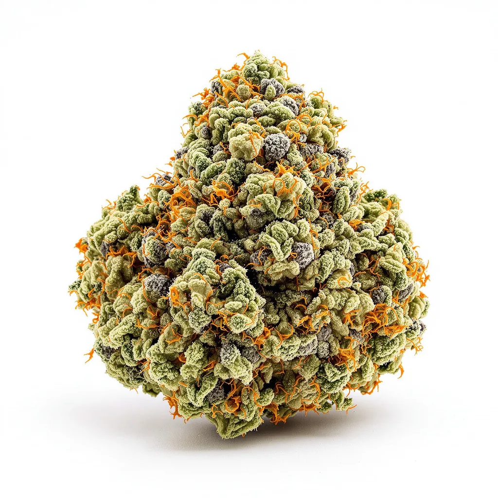 Amethyst 51% indica / 49% sativa — fleur avec trichomes visibles