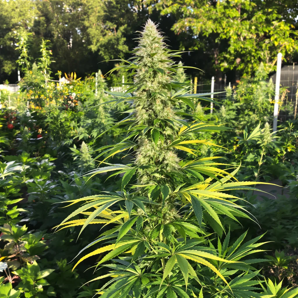 Amherst Diesel 12% indica / 88% sativa — fleur avec trichomes visibles