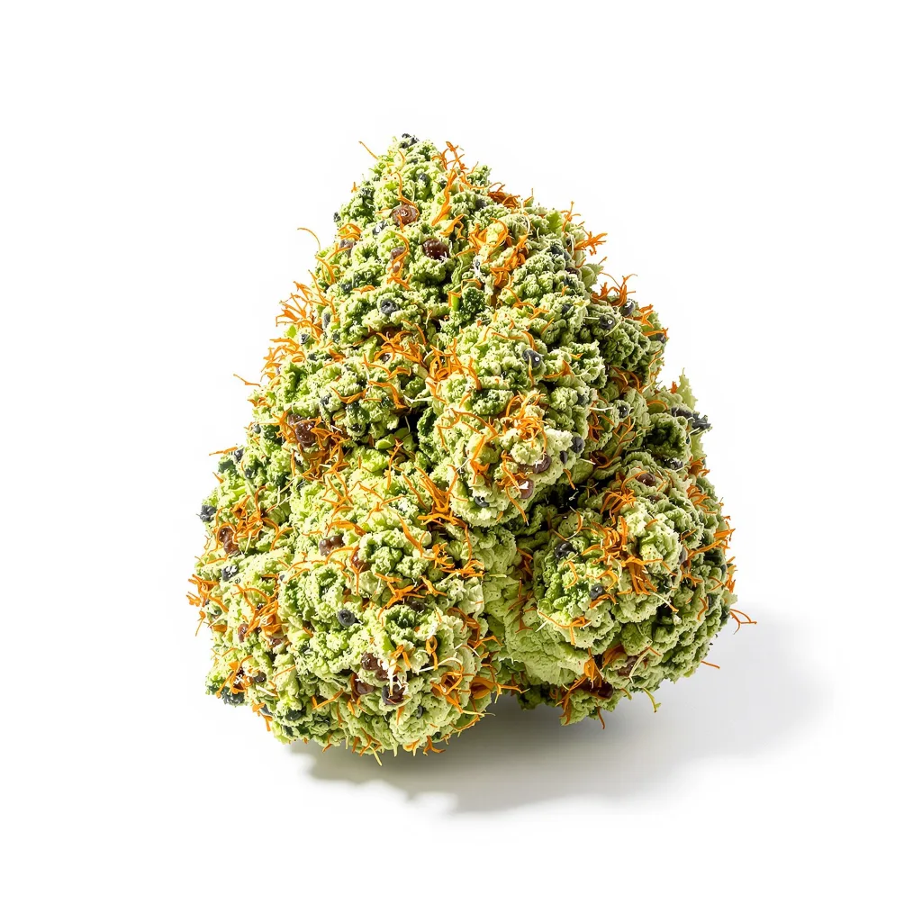 Amherst Diesel 12% indica / 88% sativa — fleur avec trichomes visibles