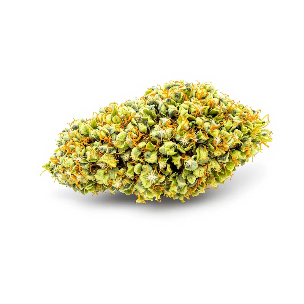 Amherst Diesel 12% indica / 88% sativa — fleur avec trichomes visibles