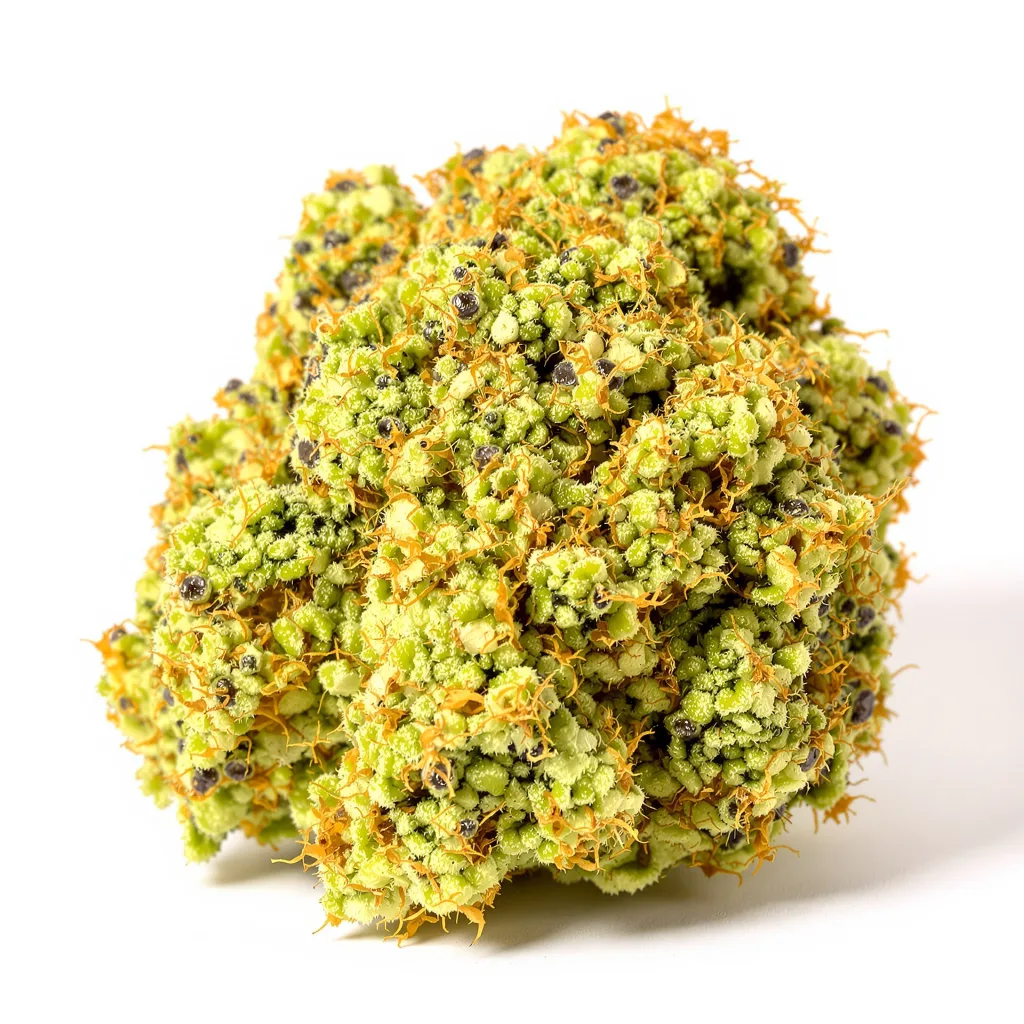 Amnesia 16% indica / 84% sativa — fleur avec trichomes visibles