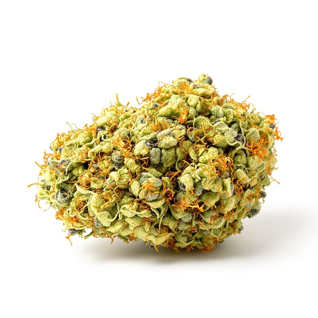 Amnesia Haze 12% indica / 88% sativa — fleur avec trichomes visibles