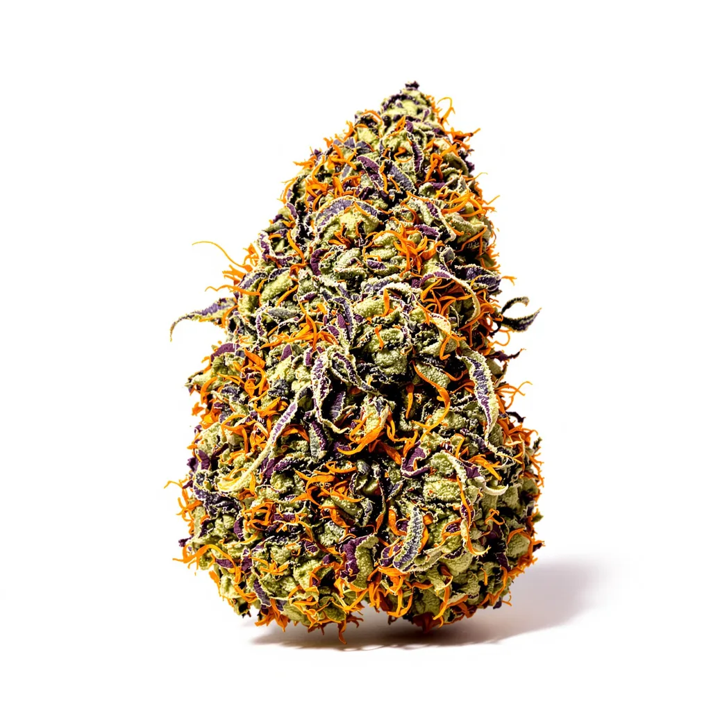 Ancient Kush 78% indica / 22% sativa — fleur avec trichomes visibles