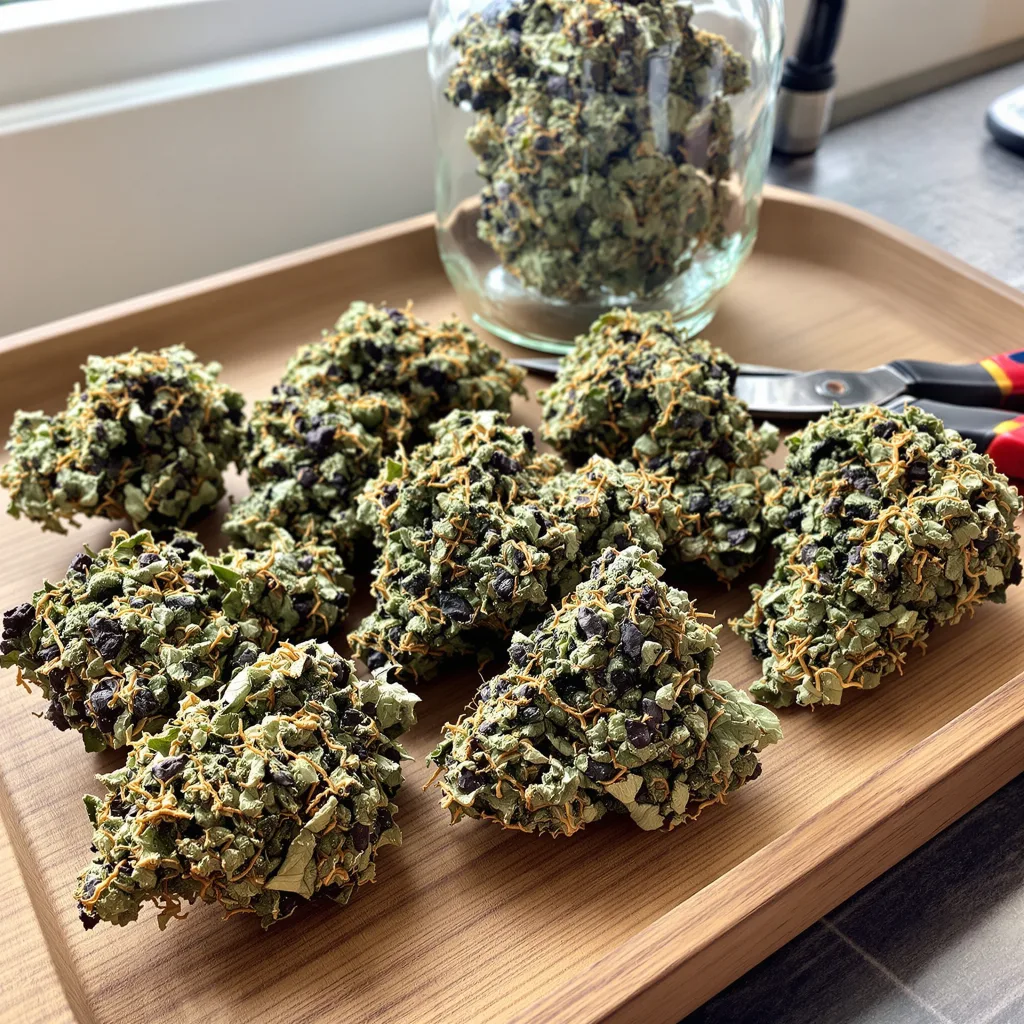 Ancient OG 77% indica / 23% sativa — fleur avec trichomes visibles