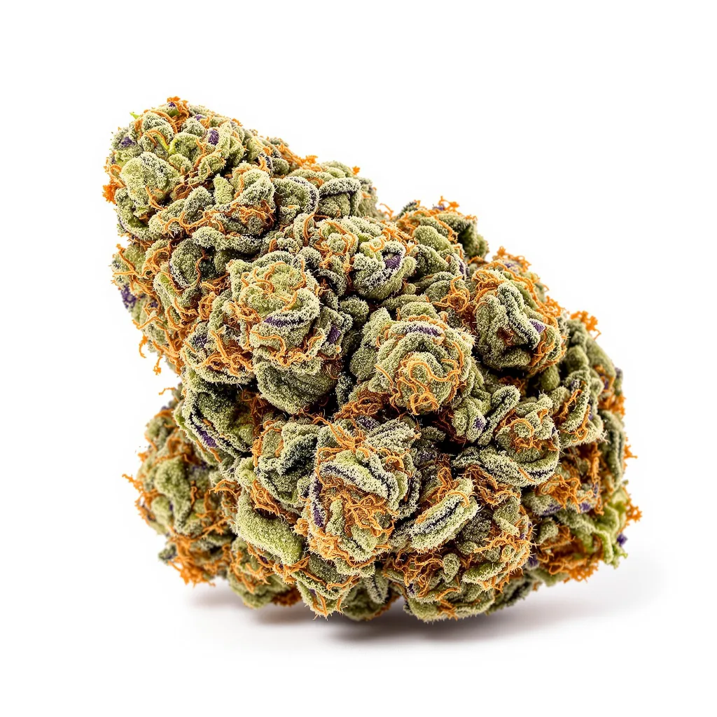 Apple Fritter 60% indica / 40% sativa — fleur avec trichomes visibles