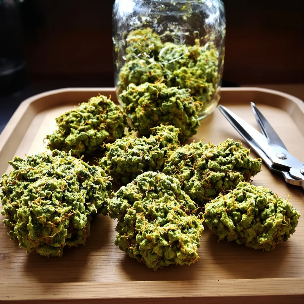 Apple Runtz 21% indica / 79% sativa — fleur avec trichomes visibles