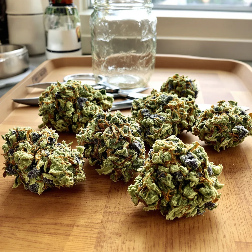 Apples and Bananas 60% indica / 40% sativa — fleur avec trichomes visibles