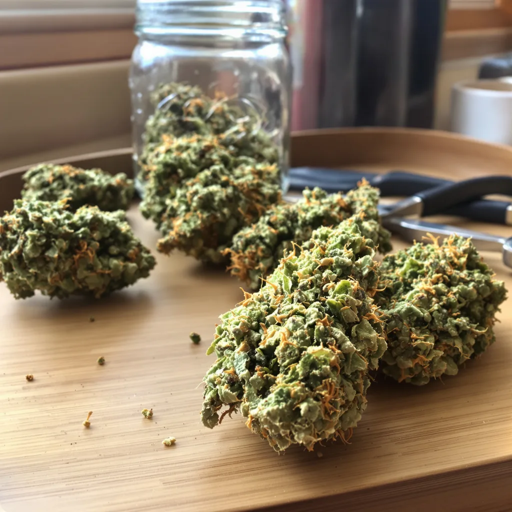 Arctic Sun 24% indica / 76% sativa — fleur avec trichomes visibles