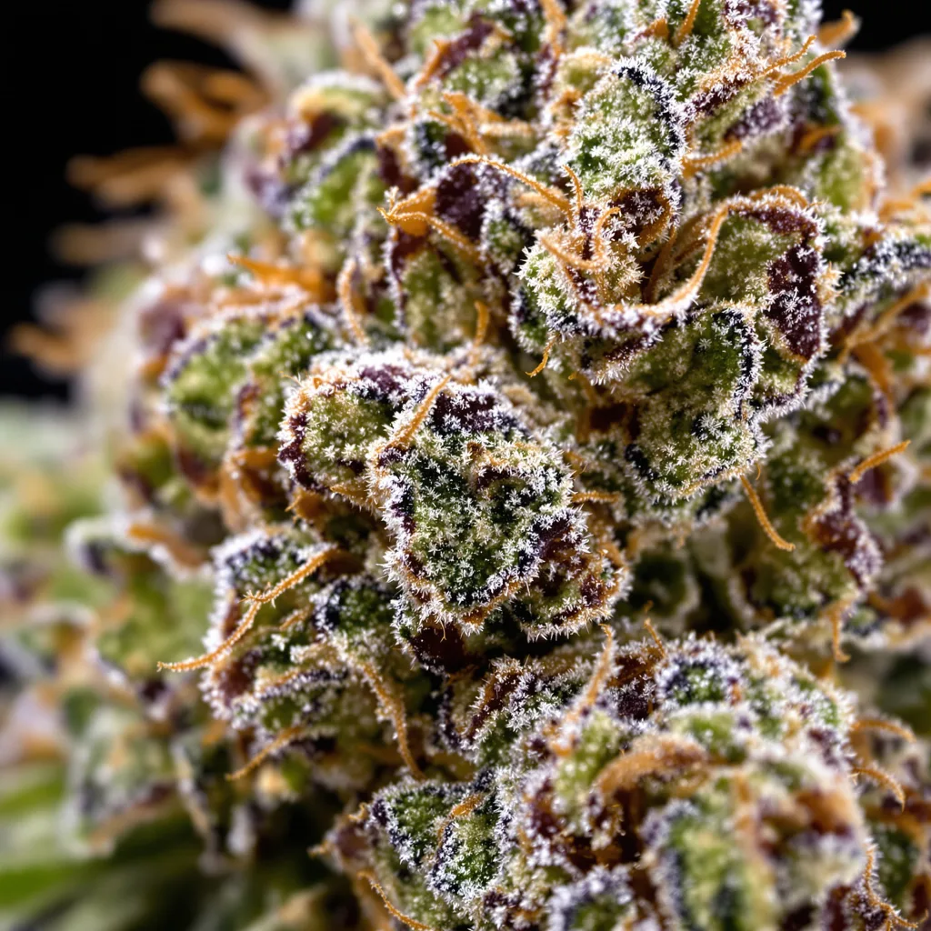 Gros plan de fleur de cannabis Atomic Northern Lights montrant nugs denses vert forêt