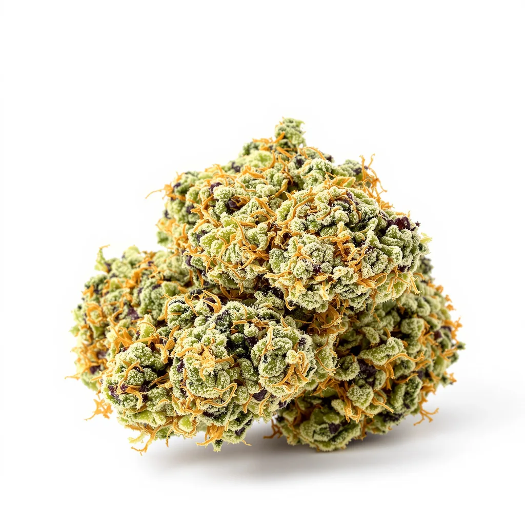 Aurora Borealis 49% indica / 51% sativa — fleur avec trichomes visibles