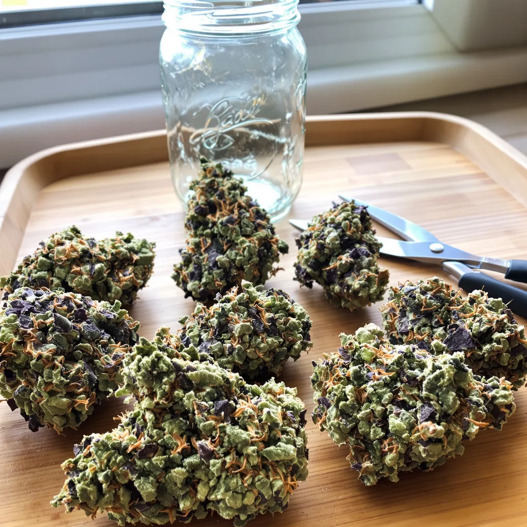 Aurora 76% indica / 24% sativa — fleur avec trichomes visibles