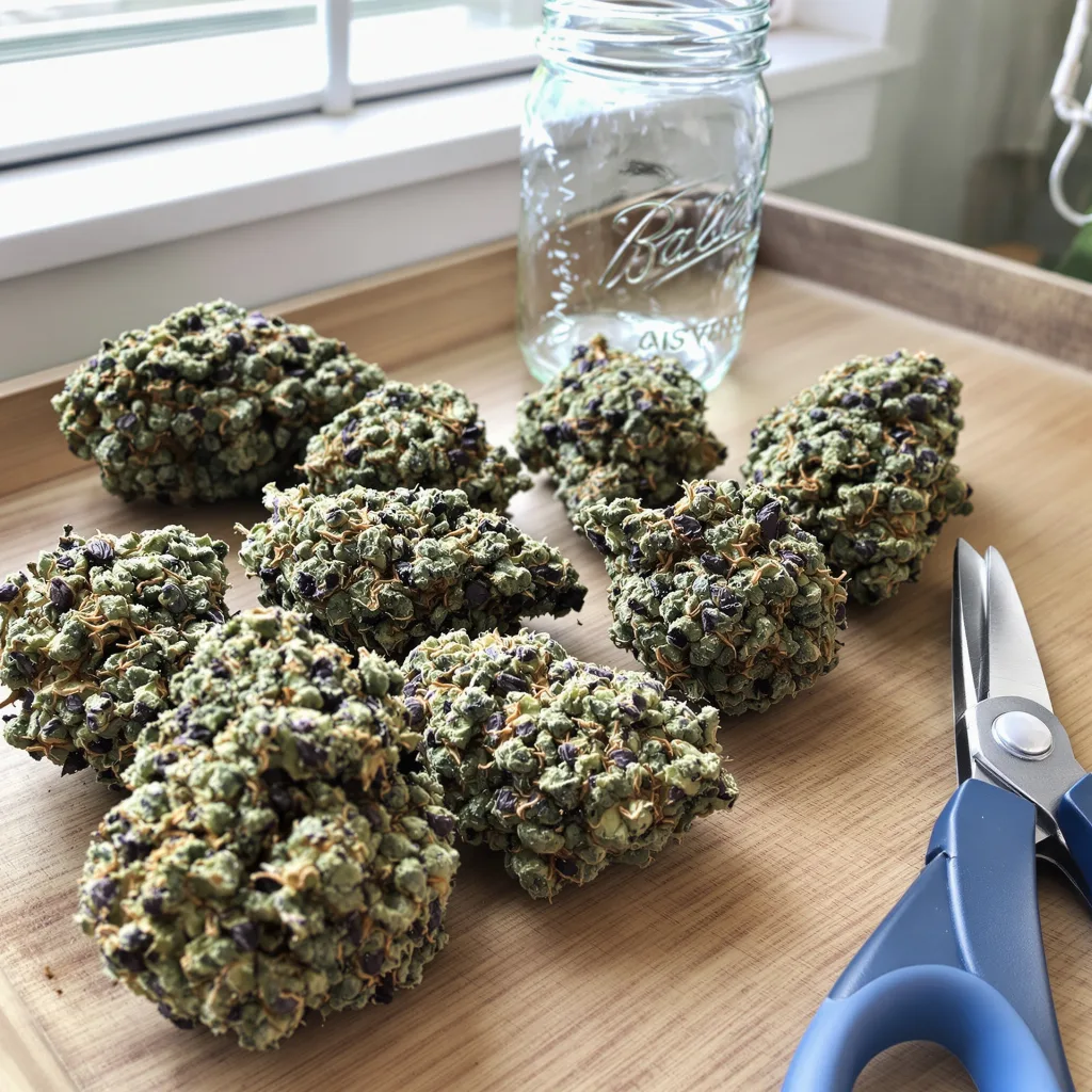 B-52 65% indica / 35% sativa — fleur avec trichomes visibles