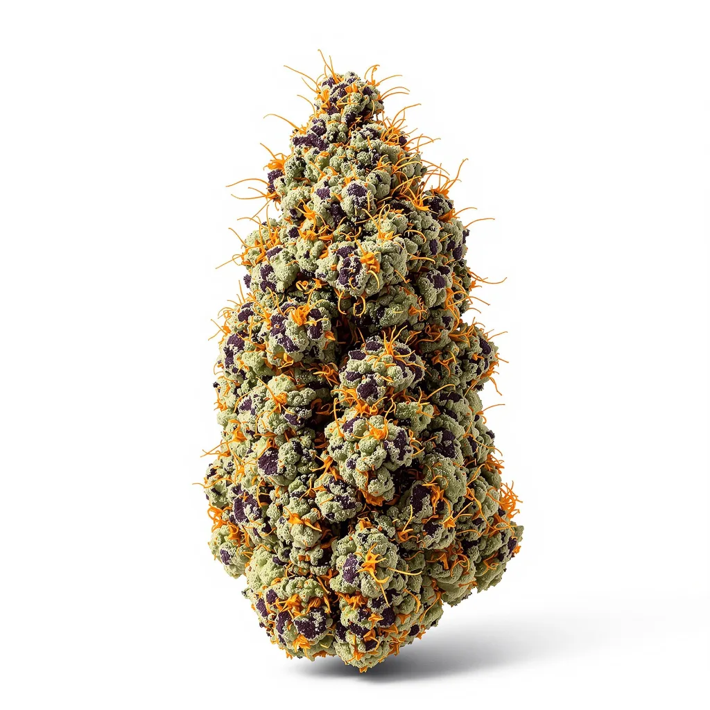 Badazz Cheese 79% indica / 21% sativa — fleur avec trichomes visibles