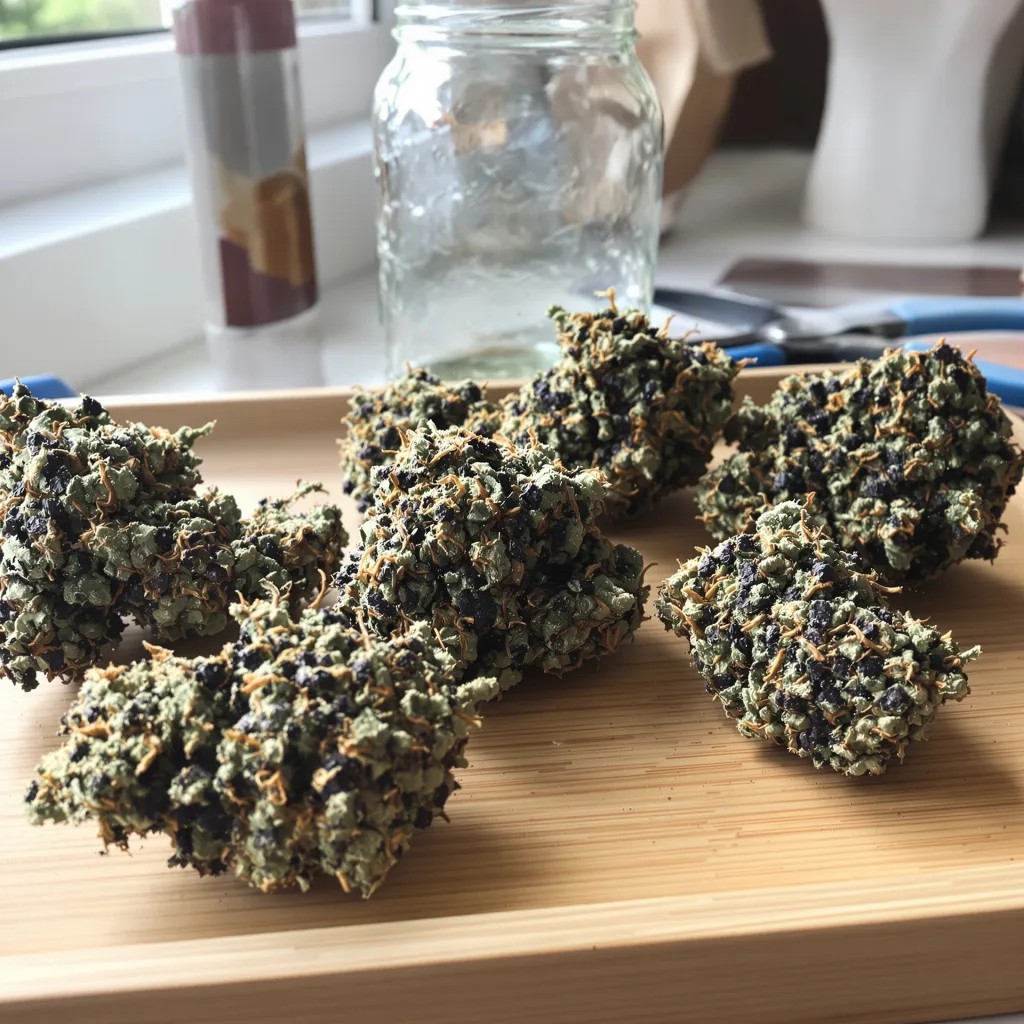 Banana Candy 67% indica / 33% sativa — fleur avec trichomes visibles