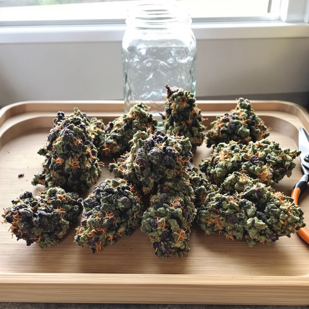 Banana Cooler 73% indica / 27% sativa — fleur avec trichomes visibles
