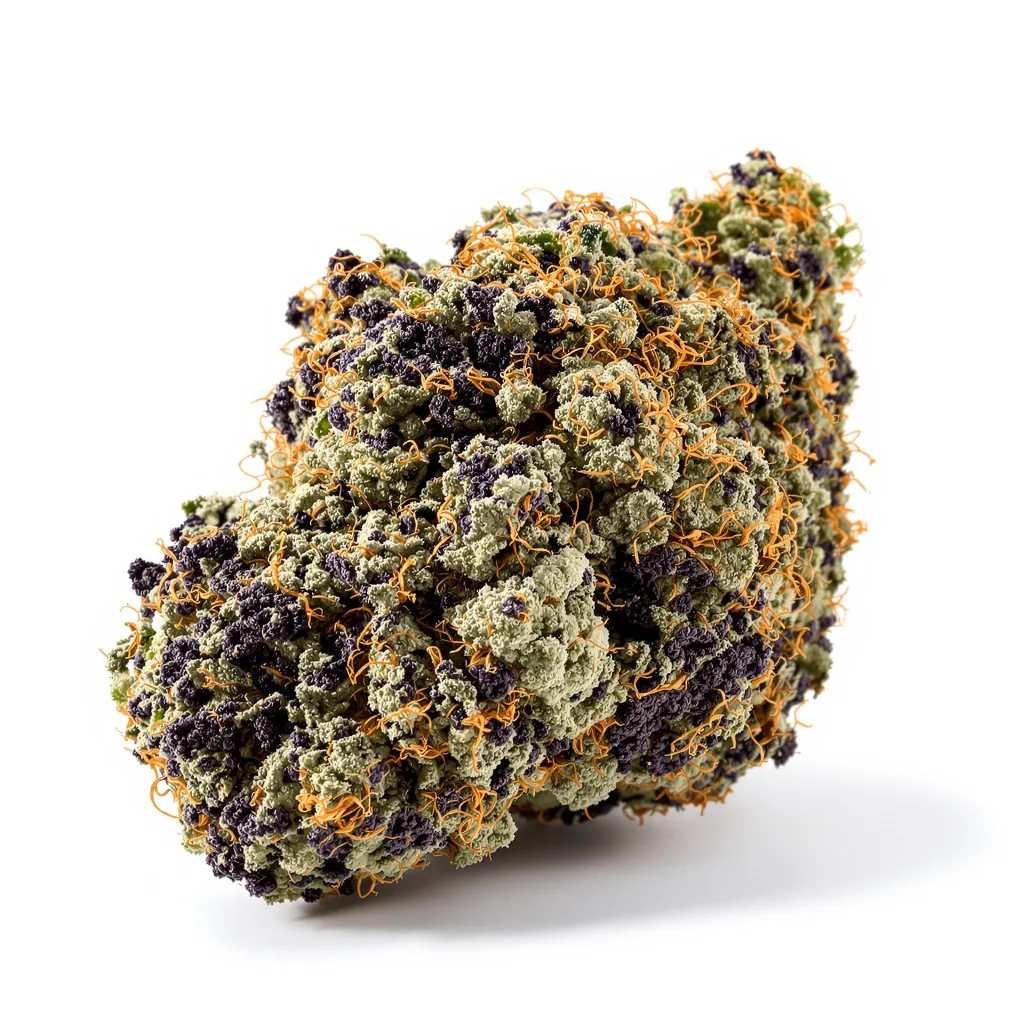 Banana Cream OG 73% indica / 27% sativa — fleur avec trichomes visibles