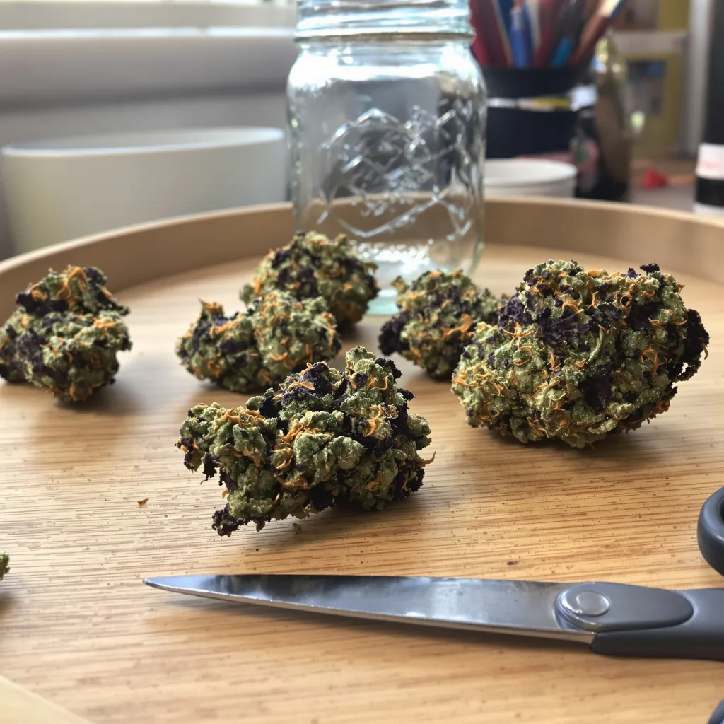 Banana Daddy 80% indica / 20% sativa — fleur avec trichomes visibles