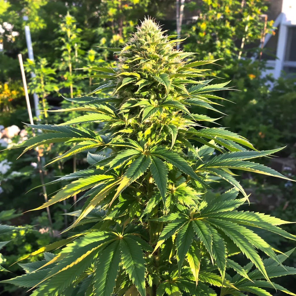 Banana Kush 76% indica / 24% sativa — fleur avec trichomes visibles