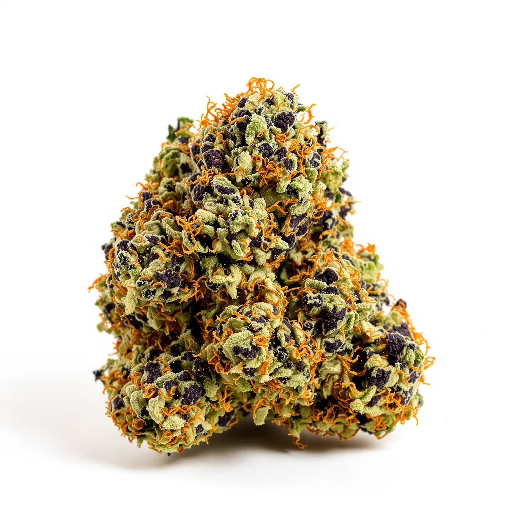Banana Kush 76% indica / 24% sativa — fleur avec trichomes visibles