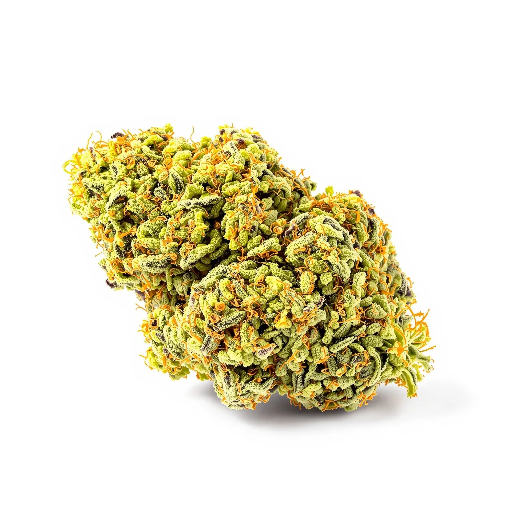 Bandana 21% indica / 79% sativa — fleur avec trichomes visibles