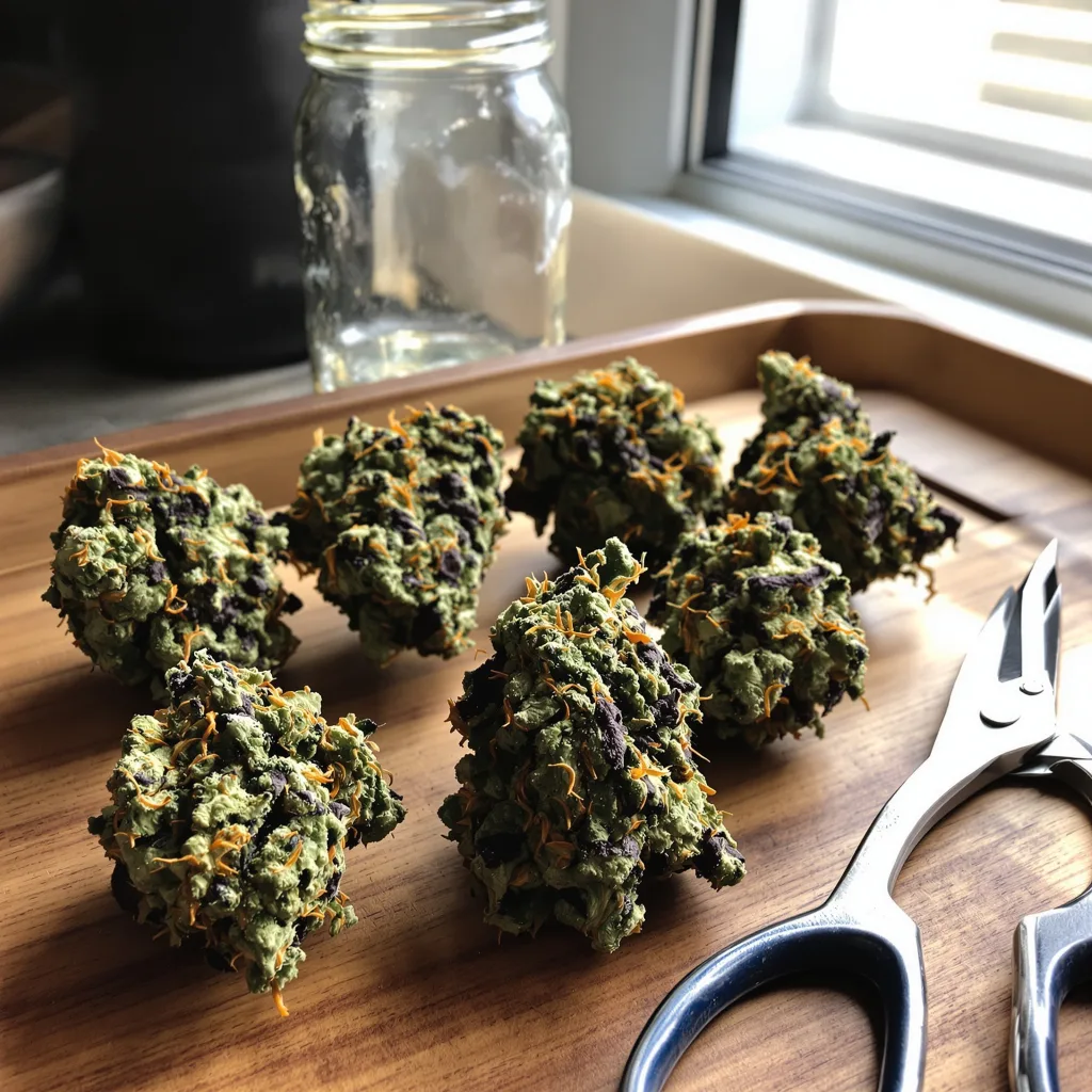 Barbara Bud 69% indica / 31% sativa — fleur avec trichomes visibles