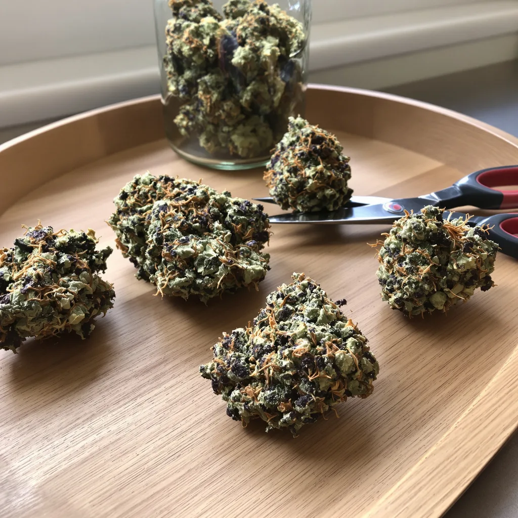 Batman OG 84% indica / 16% sativa — fleur avec trichomes visibles