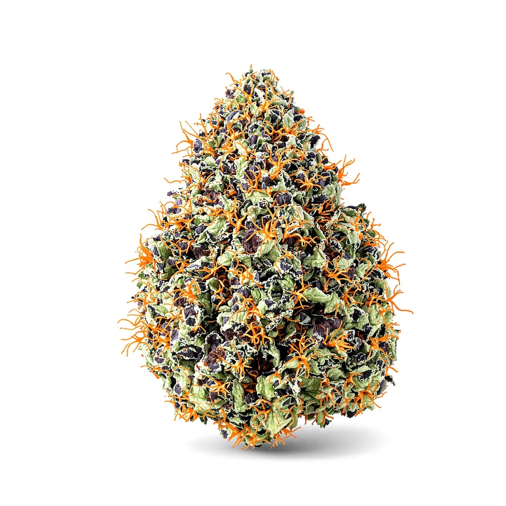 Batman OG 84% indica / 16% sativa — fleur avec trichomes visibles