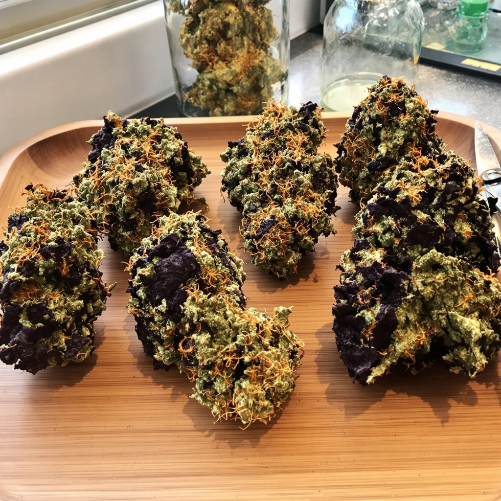 Bay Dream 66% indica / 34% sativa — fleur avec trichomes visibles