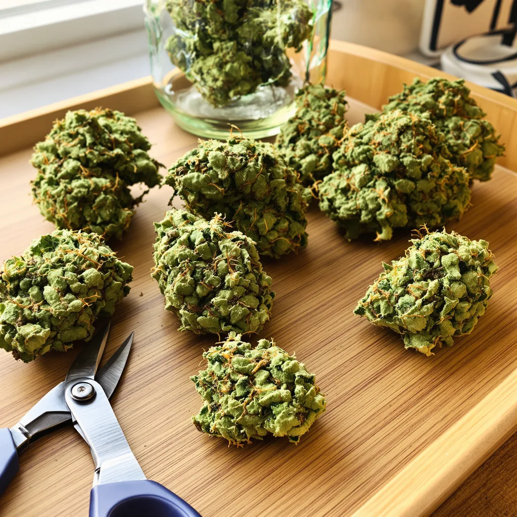 Bear Dance 17% indica / 83% sativa — fleur avec trichomes visibles