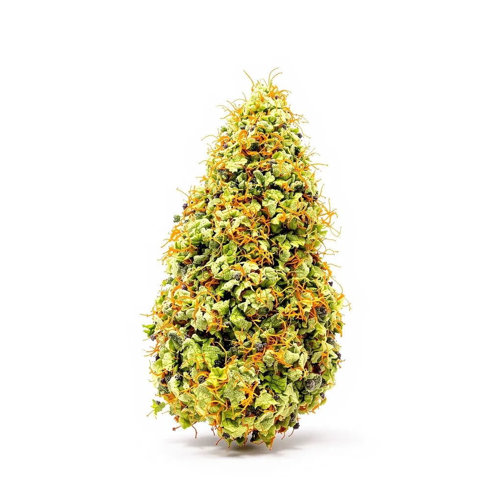 Bianca 14% indica / 86% sativa — fleur avec trichomes visibles