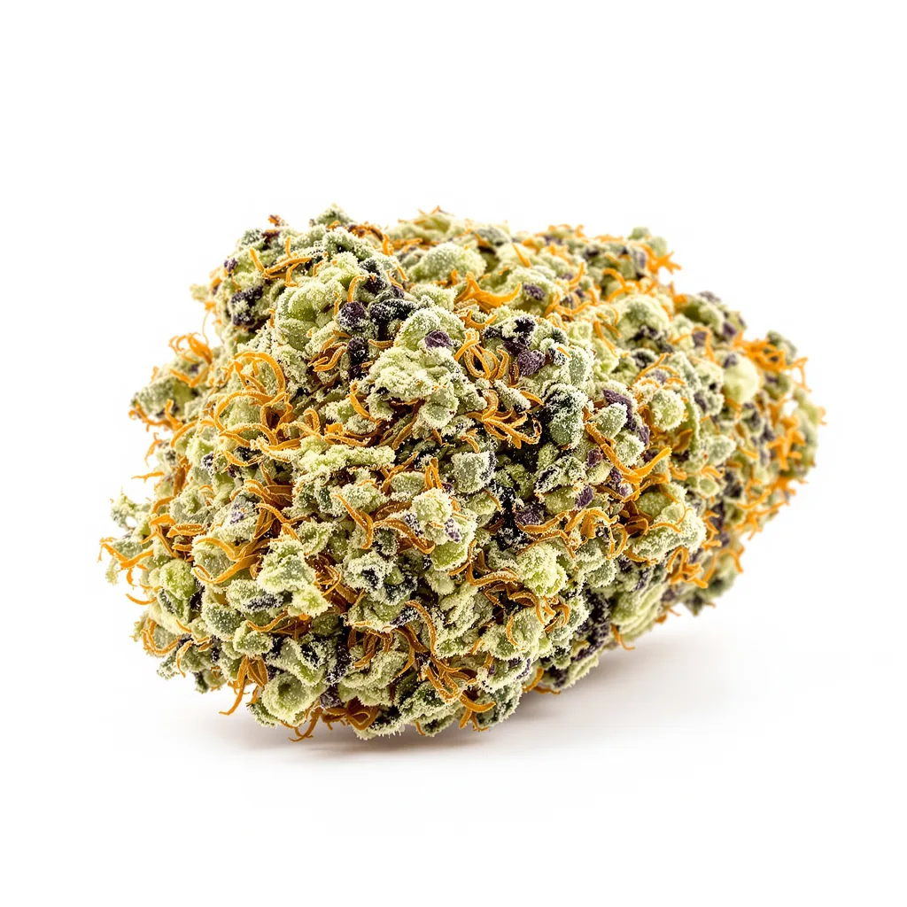 Biddy Early 63% indica / 37% sativa — fleur avec trichomes visibles