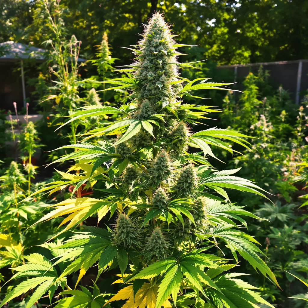Big Bang 46% indica / 54% sativa — fleur avec trichomes visibles