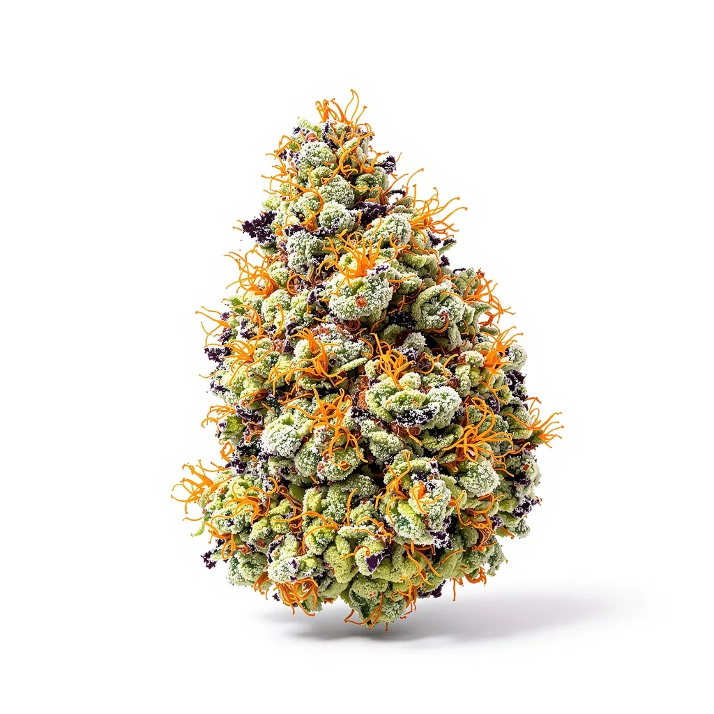 Big Bang 46% indica / 54% sativa — fleur avec trichomes visibles