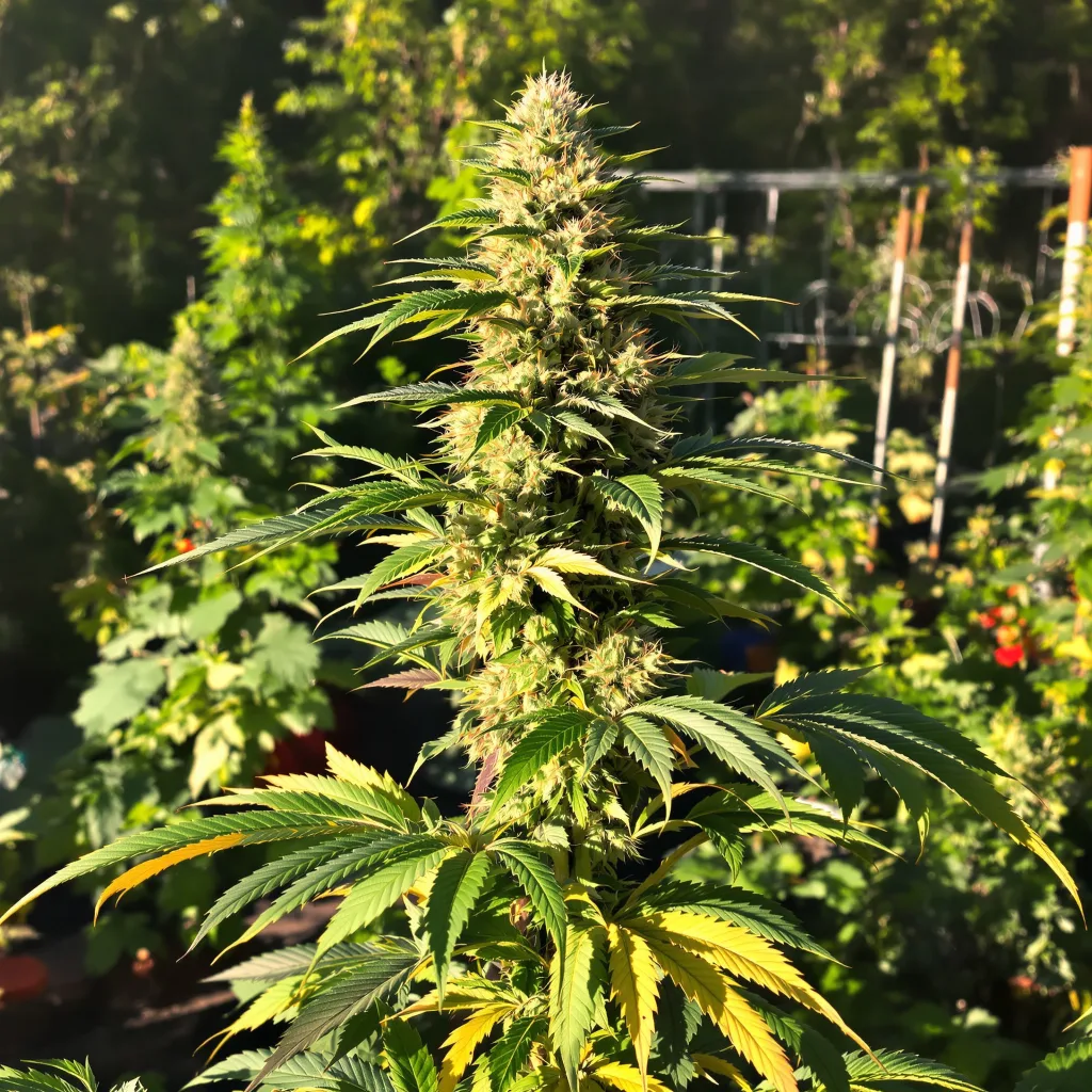 Big Blue 56% indica / 44% sativa — fleur avec trichomes visibles