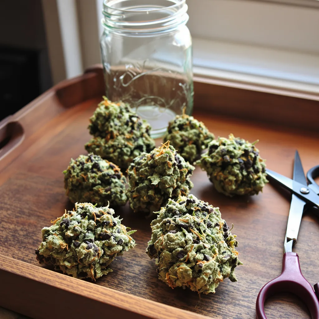 Big Buddha Cheese 60% indica / 40% sativa — fleur avec trichomes visibles