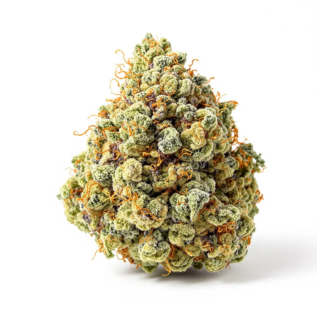 Big Buddha Cheese 60% indica / 40% sativa — fleur avec trichomes visibles
