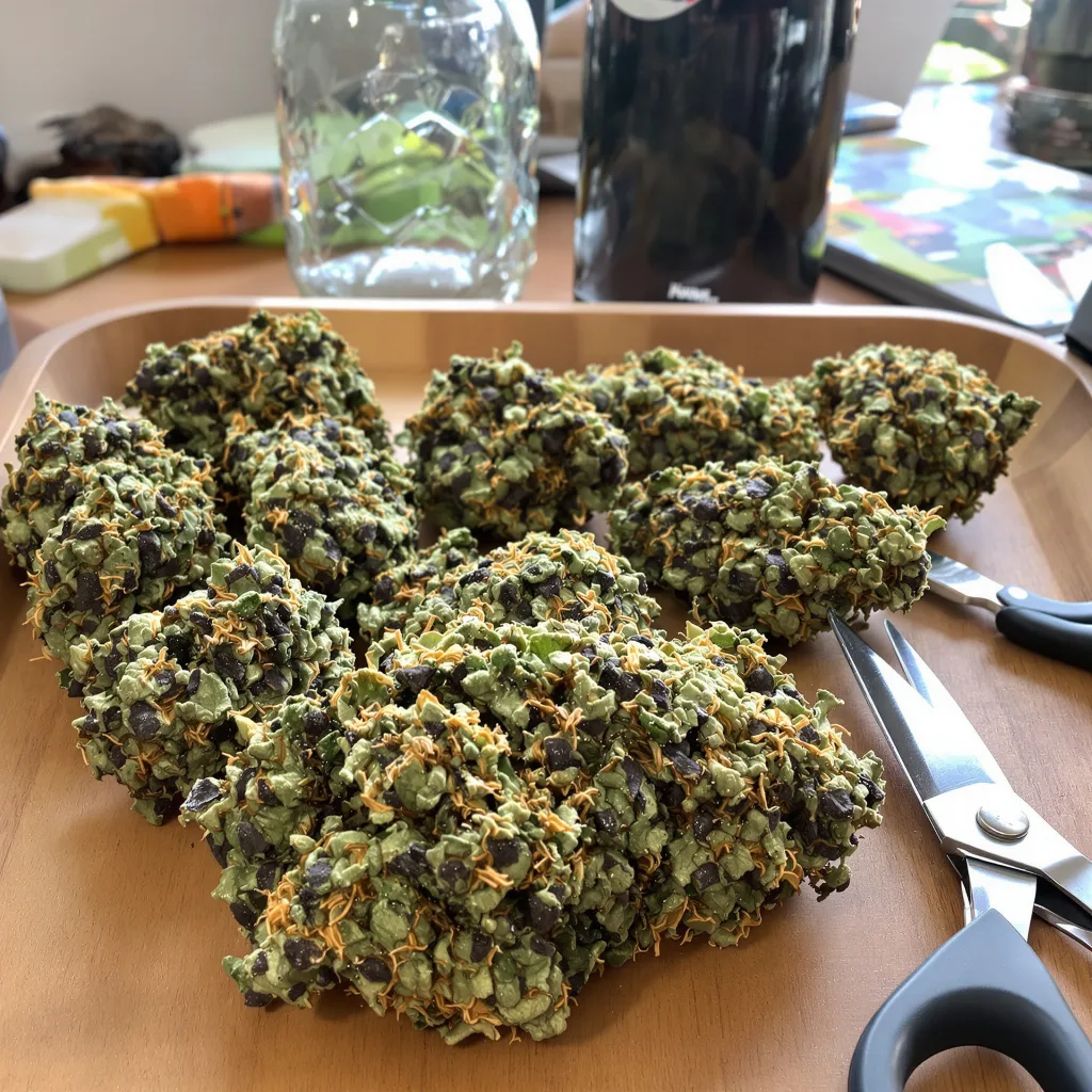 Big Cheese 84% indica / 16% sativa — fleur avec trichomes visibles