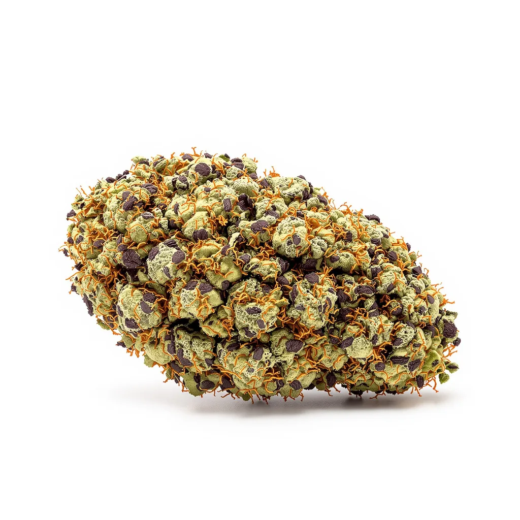 Big Cheese 84% indica / 16% sativa — fleur avec trichomes visibles