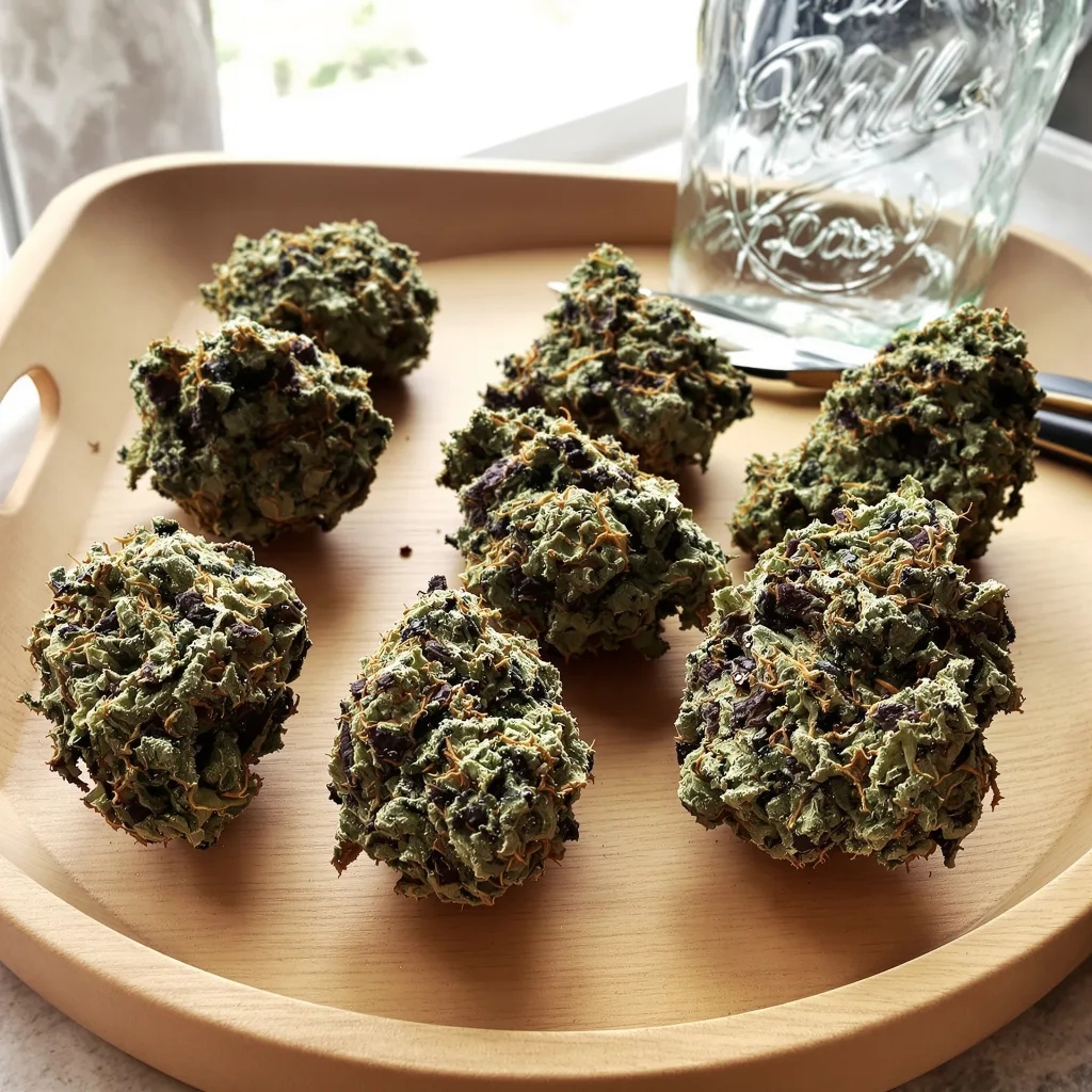 Big Cheese 84% indica / 16% sativa — fleur avec trichomes visibles