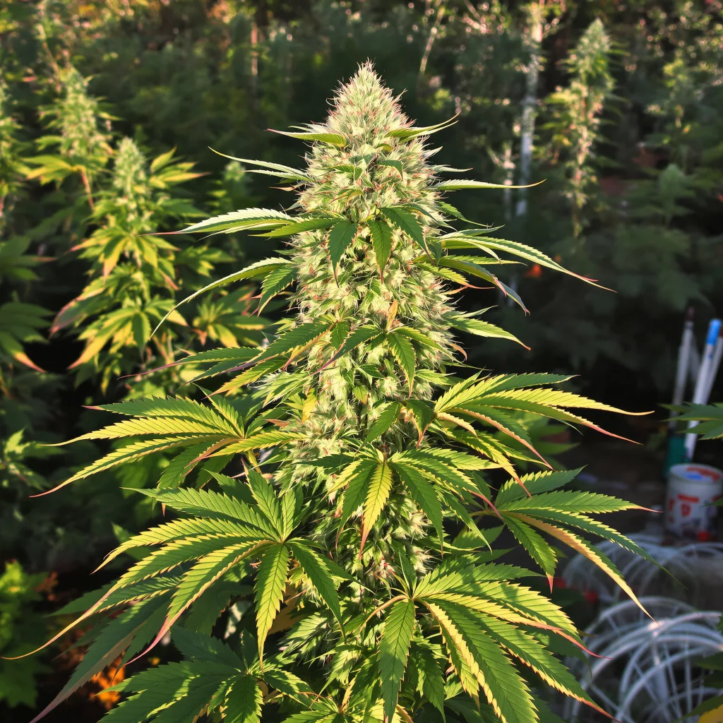 Big Cheese 84% indica / 16% sativa — fleur avec trichomes visibles