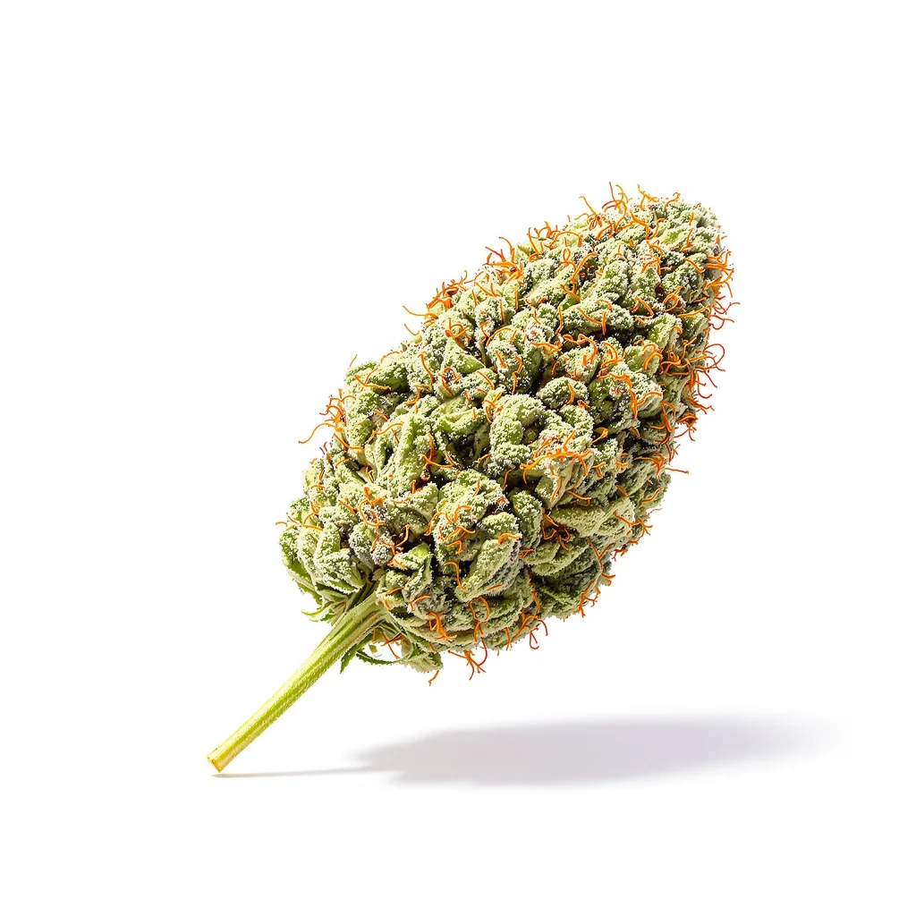 Big Devil 44% indica / 56% sativa — fleur avec trichomes visibles
