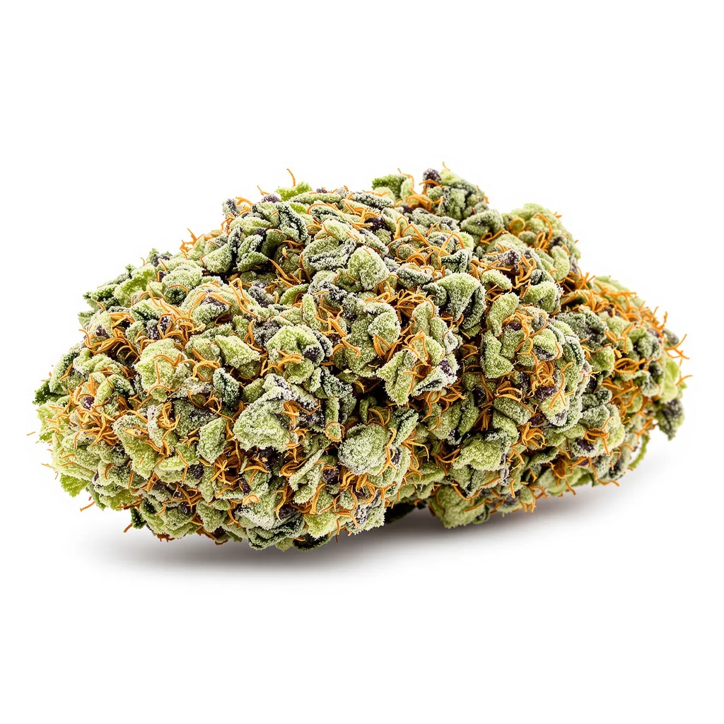 Big Smooth 62% indica / 38% sativa — fleur avec trichomes visibles