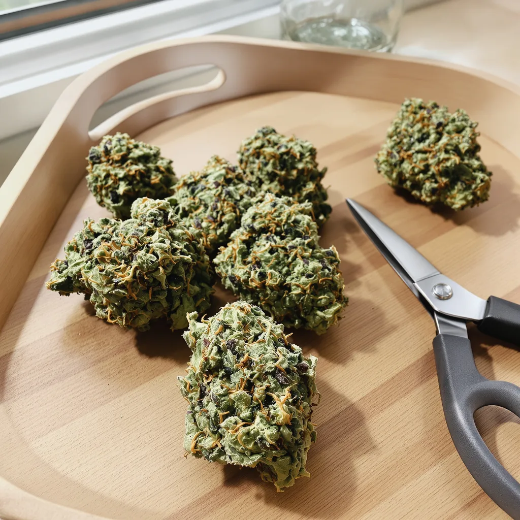 Biker Le Blanc 46% indica / 54% sativa — fleur avec trichomes visibles