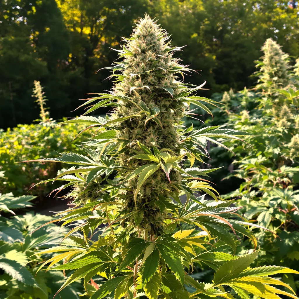 Bio Diesel 42% indica / 58% sativa — fleur avec trichomes visibles