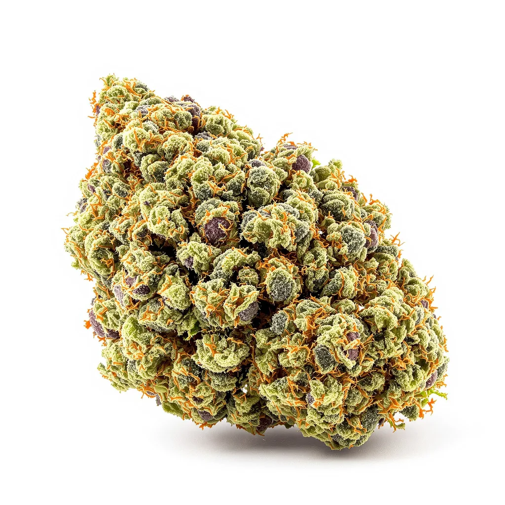 Bio Diesel 42% indica / 58% sativa — fleur avec trichomes visibles