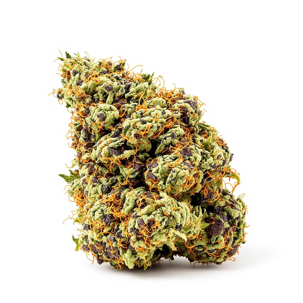 Black 84 86% indica / 14% sativa — fleur avec trichomes visibles
